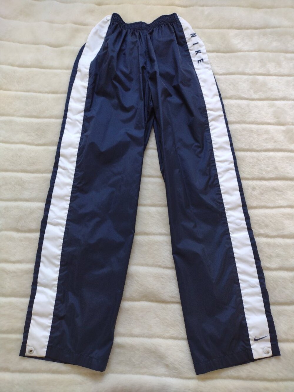 Vintage Nike Women's Breakaway Windbreaker Pants Snap Nylon Small Blue